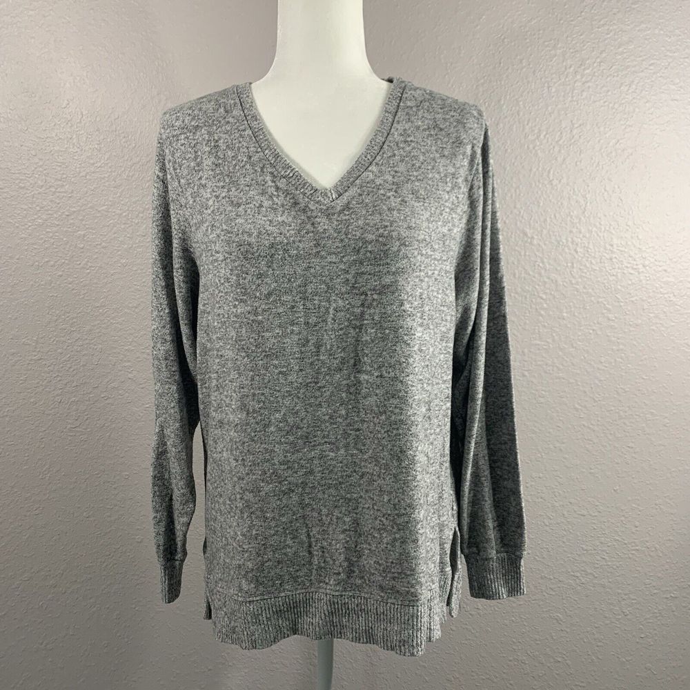 Saturday‎ Sunday Anthropologie Heather Gray Pullover Top Tunic V-Neck Size Small
